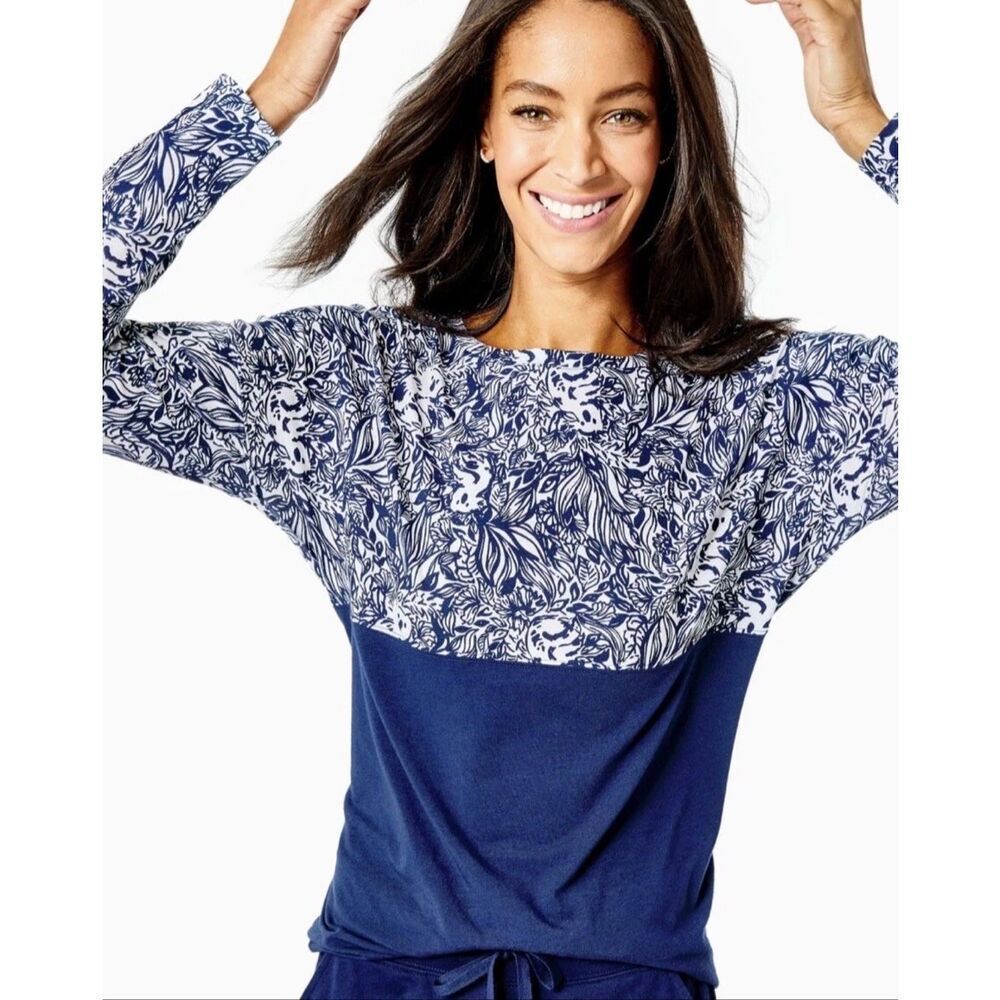 Lilly Pulitzer Finn Top High Tide Navy Gday Mate Size XXL